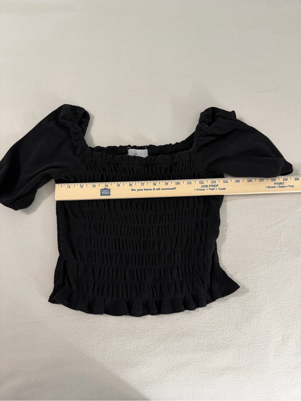 Altard State Womens Crop Top Black Off Shoulder Puff Smocked Ruffles Med - Picture 4 of 6